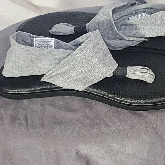 Sanuk Grey Black Ella Slip On Cushion Insole Stretch Fabric Yoga Sling Sandal 7 - Picture 11 of 16
